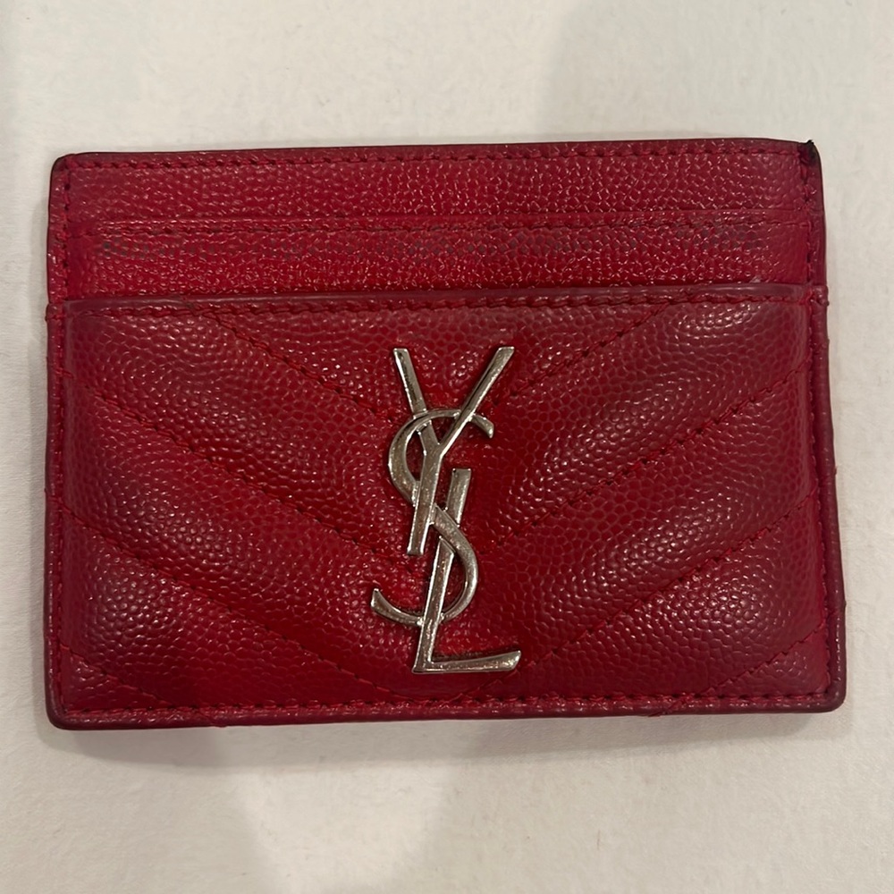 Saint Laurent Red card holder with silver hardware